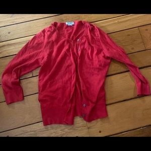 Red cardigan